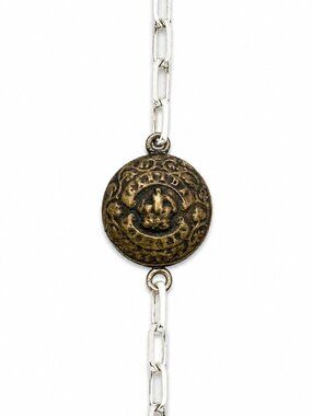Vintage Canadian Crown Button Sterling Silver Bracelet